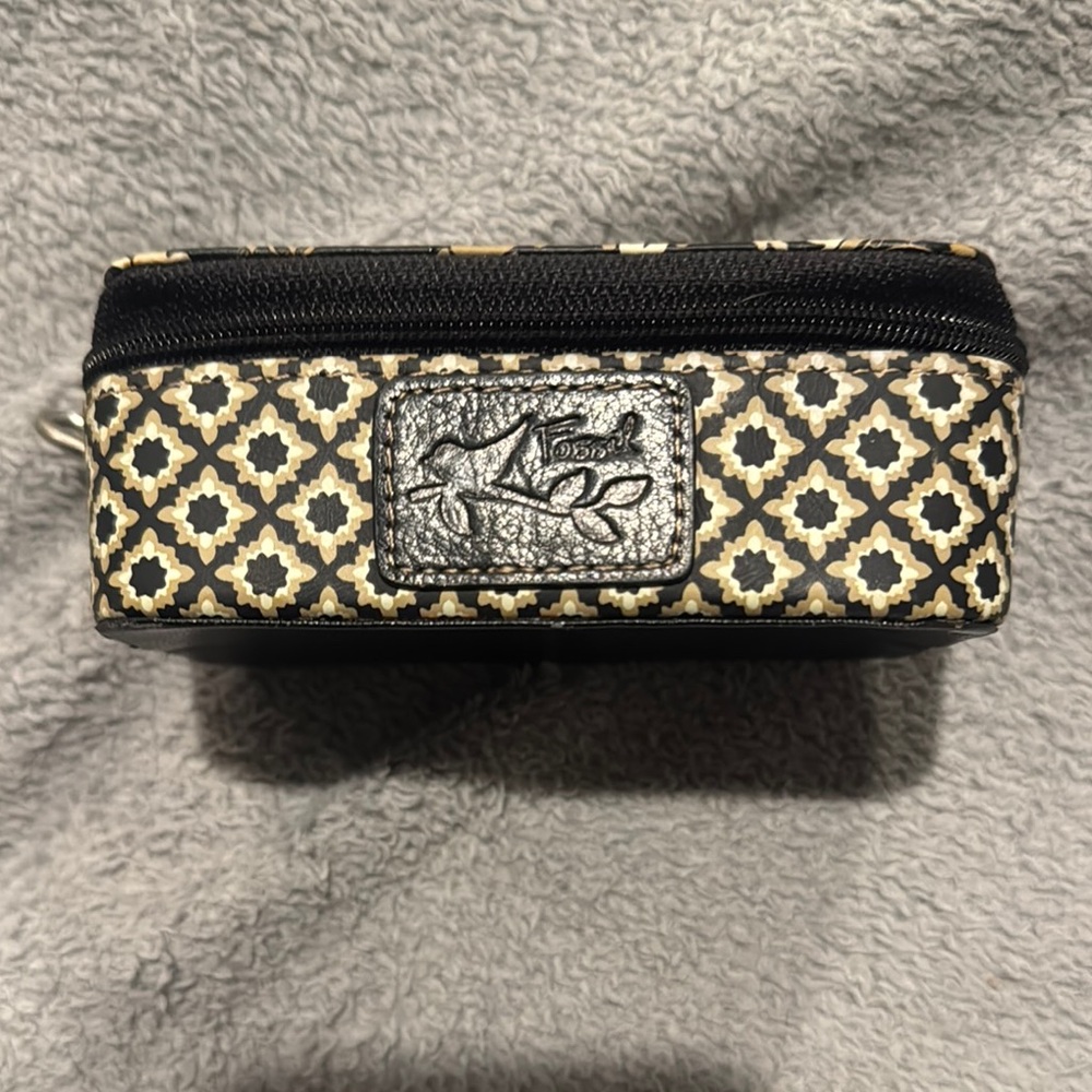 Fossil Cream And Black Patterned Travel Jewelry B… - image 2